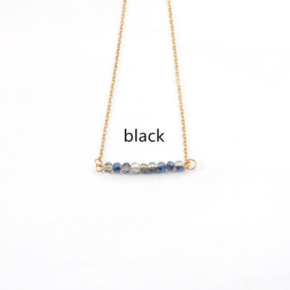 4mm Glass Stone Necklace Stainless Steel Chain