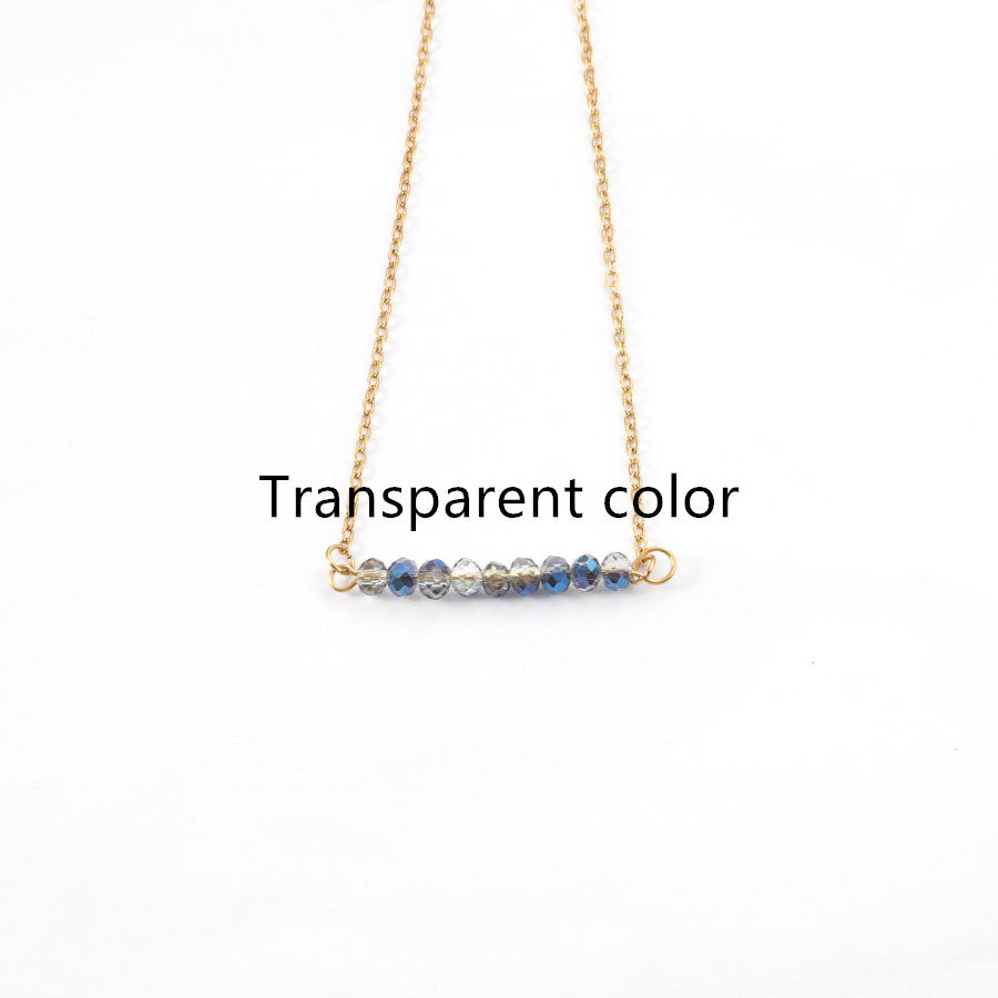 4mm Glass Stone Necklace Stainless Steel Chain